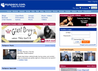 myspace.com screen
